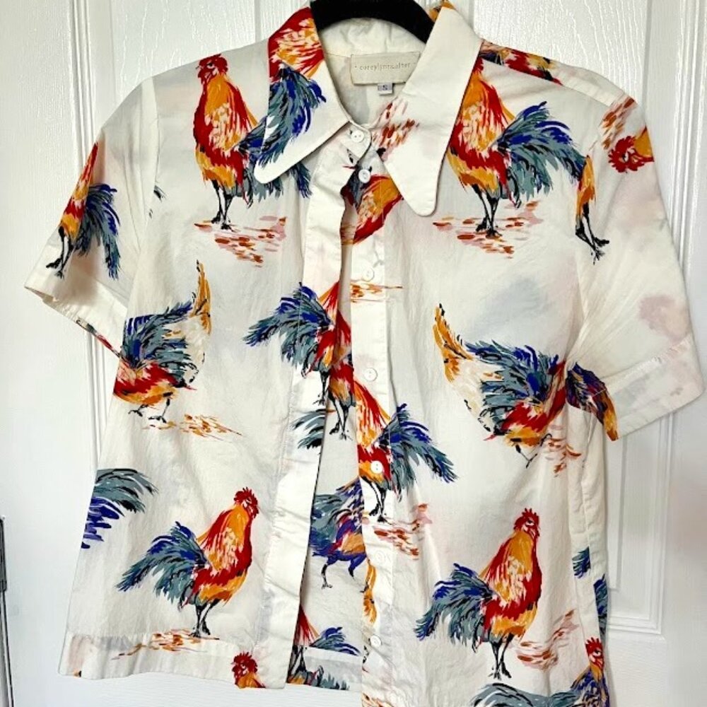 Anthropologie short sleeved buttoned shirt